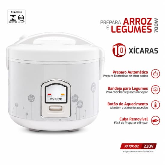 Panela Elétrica Agratto para Arroz e Legumes 10 Xícaras Antiaderente Mantém Aquecido 220V