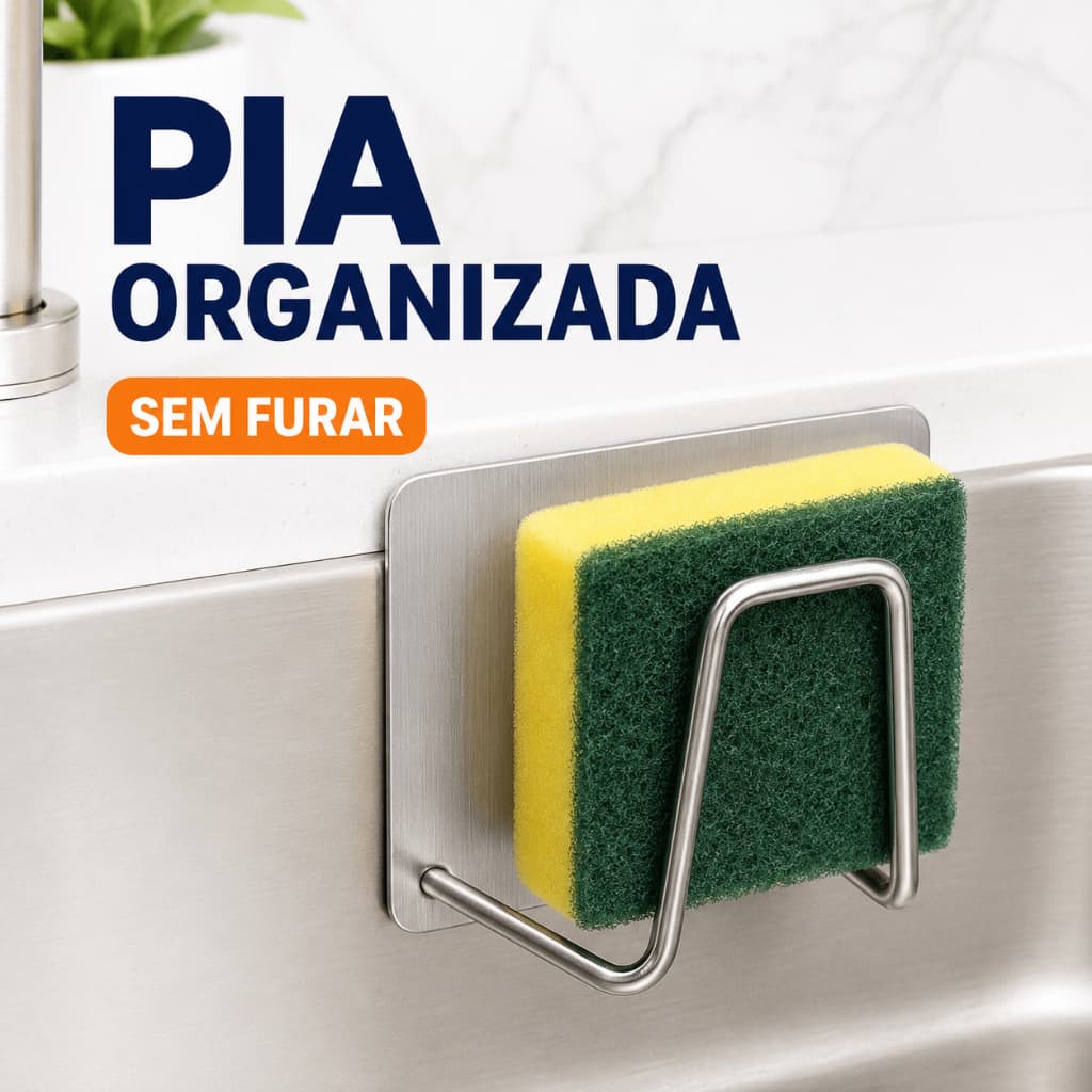 Kit 1/2/4/6 Porta Esponja de Pia Aço Inoxidável Adesivo Sem Furo Prateleira de Cozinha Banheiro