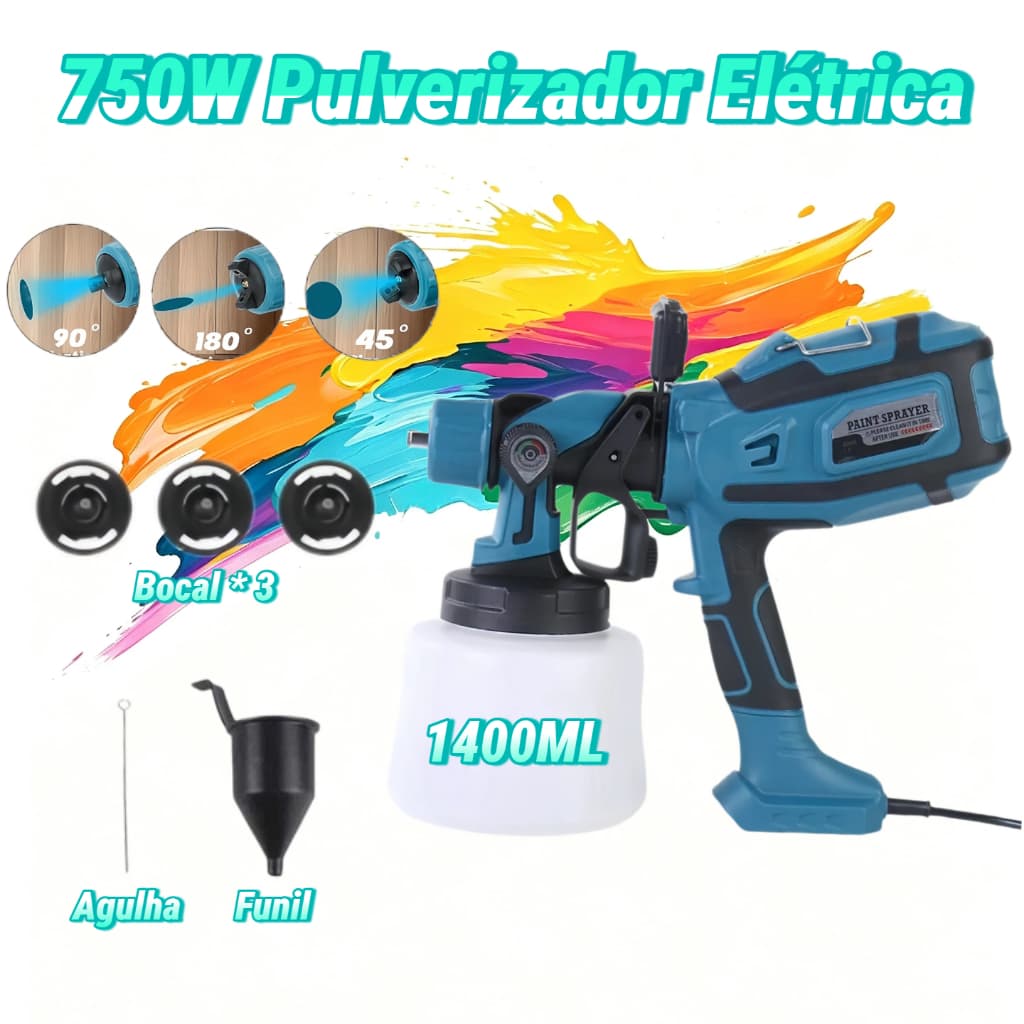 5m 750w 1400ML Pintura Elétrica Pulverizador C/5 Bicos Grande Capacidade Pulverizador de Tinta