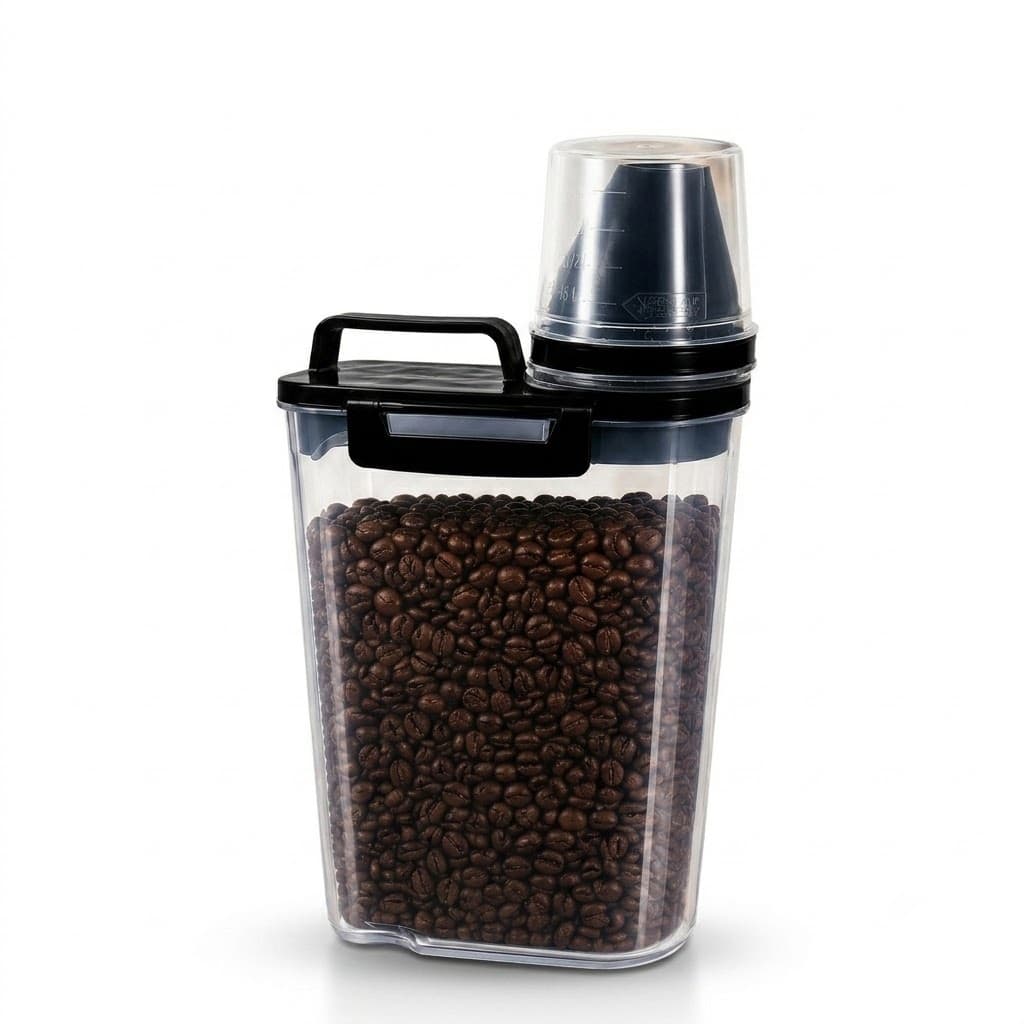 Kit Pote Dispenser Hermético 2,5L Com Bico Dosador e Copo Medidor Travas Laterais Armazenador de Grãos Liquidos Multiuso