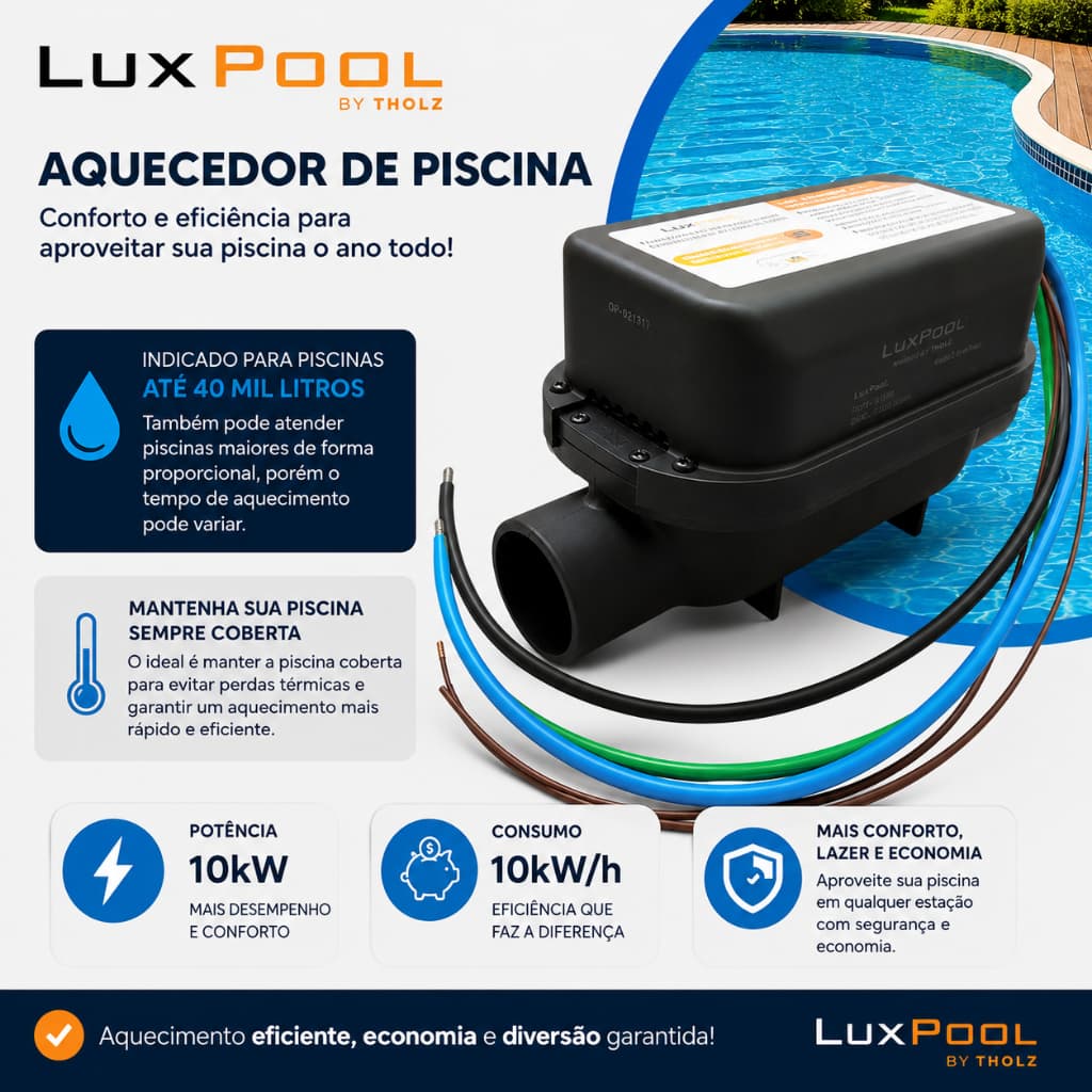 Aquecedor de Passagem Elétrico Para Piscina 10000Wx220VCA MTZ1486