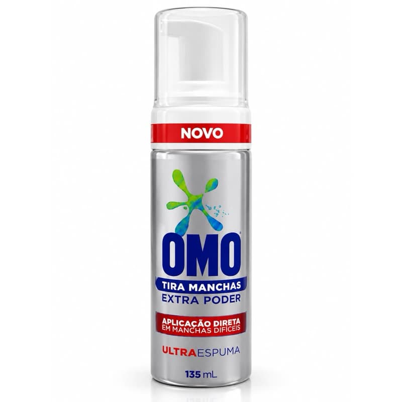 OMO Tira Manchas Extra Poder Ultra Espuma 135ml – Remove Manchas Difíceis com Aplicação Direta