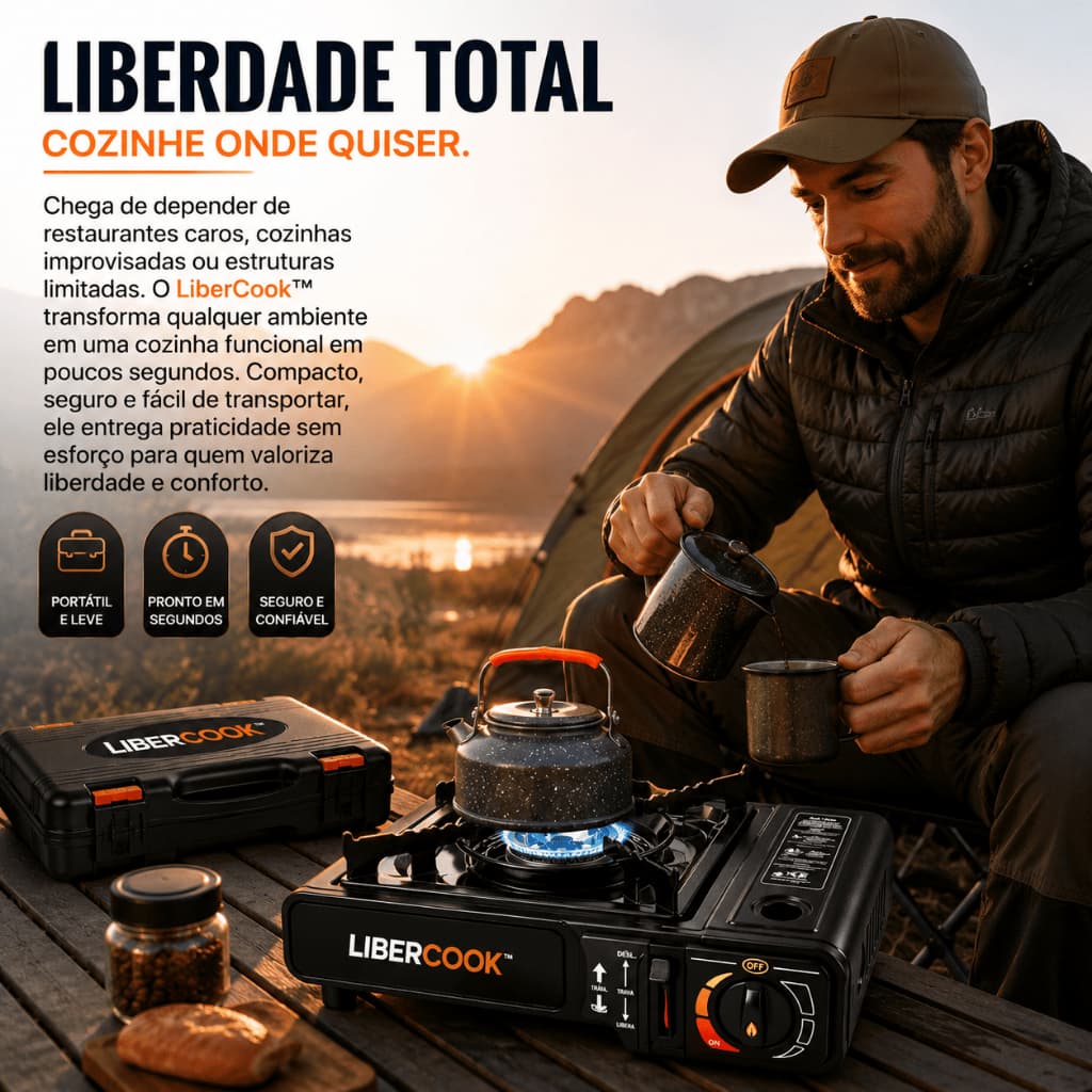 Fogão Portátil A Gás Camping Com Maleta Acendimento Automático Cozinha Externa Fogareiro Butano