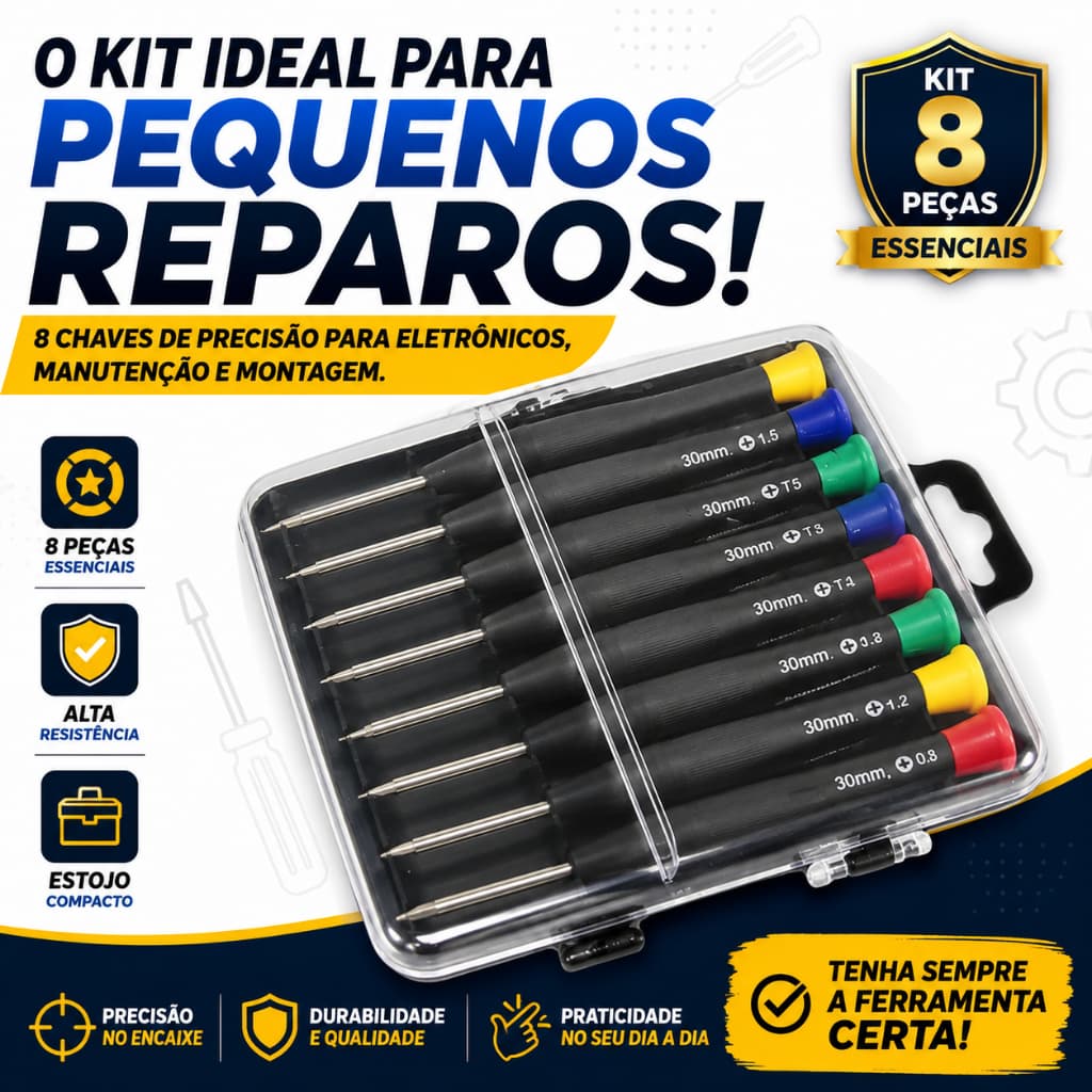 Jogo de Chaves de Precisão 8 Peças Torx Pentalobe Philips Fenda Kit Profissional para Celular Notebook Eletrônicos