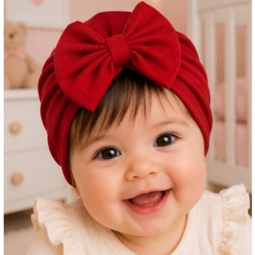 Turbante Touquinha Para Bebês Meninas Delicados Com Laço Grande