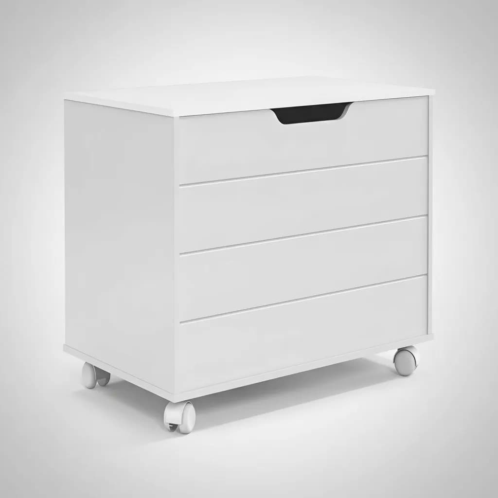 Baú Caixa De Brinquedos Mdf Tampa Organizador Pés Rodinhas Cor Branco