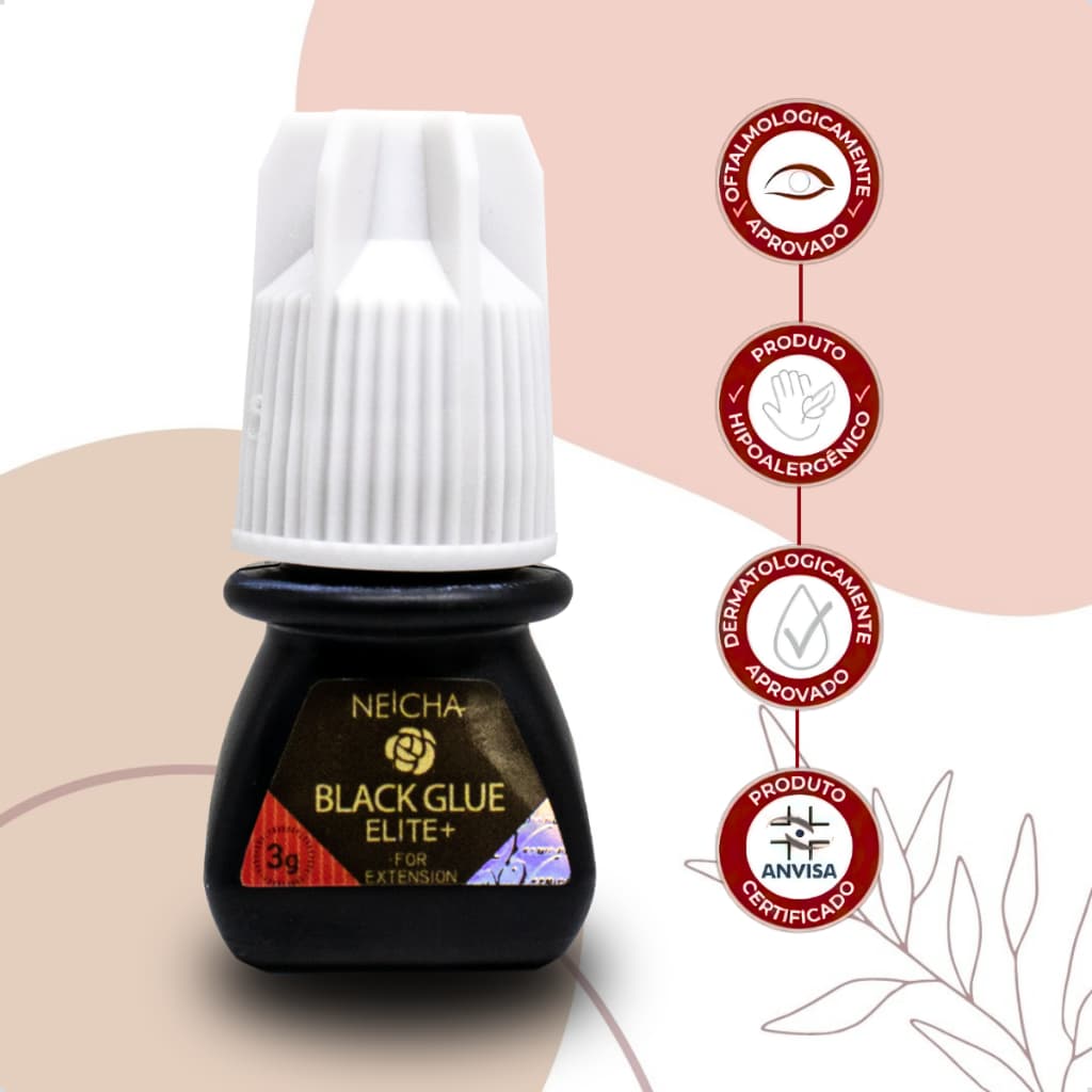 Cola para Extensão de Cílios Neicha Elite 3ml Preta Secagem 1 a 2s para Lash Designer