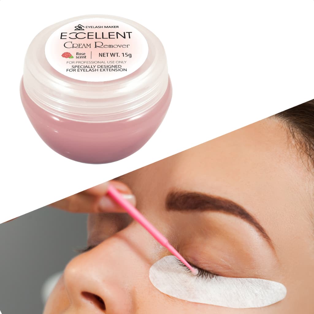 Removedor de Cílios Creme Excellent Rosa 15g para Extensão Fio a Fio Profissional
