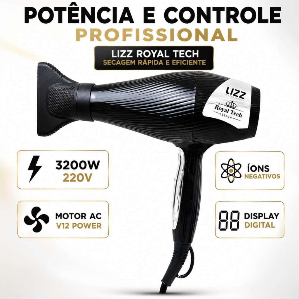 Secador Profissional Lizz Royal Tech 3200W 220V Preto