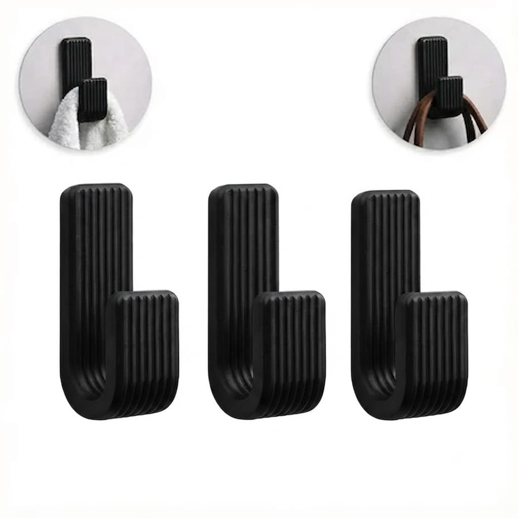 Kit 3 Ganchos de Parede Resistente Fita 3M de Toalhas Roupas e Acessórios VariadosSem Furar