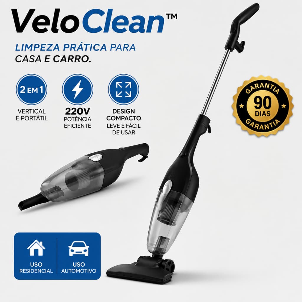 Aspirador de Pó Vertical Portátil Elétrico Compacto Alto Desempenho Casa e Carro