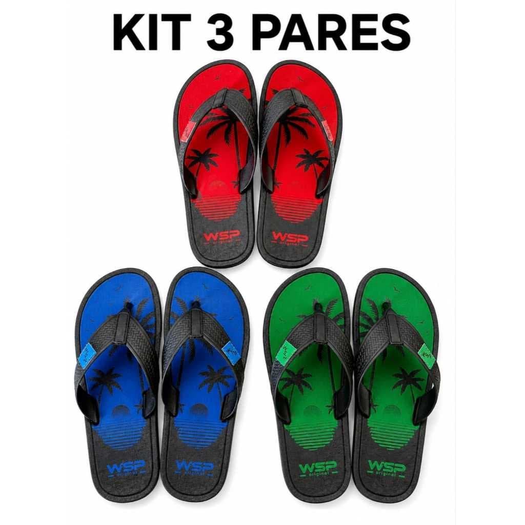 Kit 3 Pares sandália masculina chinelo mascolino chinela chinelo masculino antiderrapante