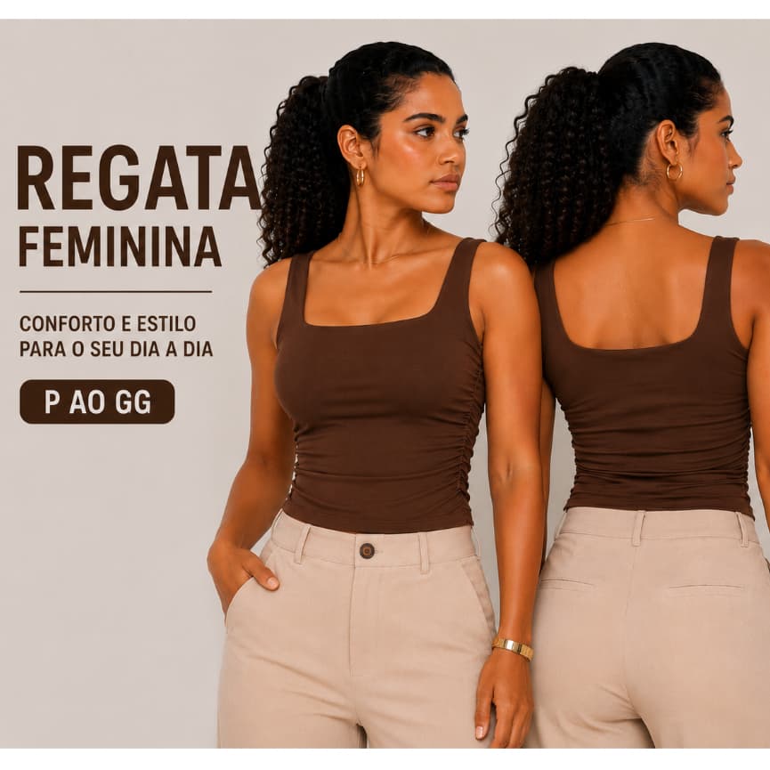 Blusa Feminina Regata Baby Tee Academia Franzida Lateral Malha Romantic Premium P ao GG Alta Elasticidade