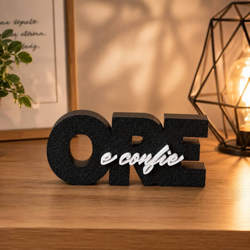 Letreiro Decorativo Ore e Confie - Decoração Cristã Moderna - Enfeite Religioso - Kit Ore e Confie