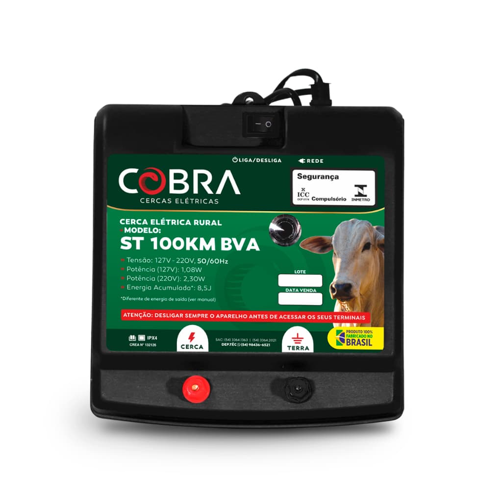 Eletrificador Cerca Elétrica Rural 100km Bivolt Cobra 8,5j