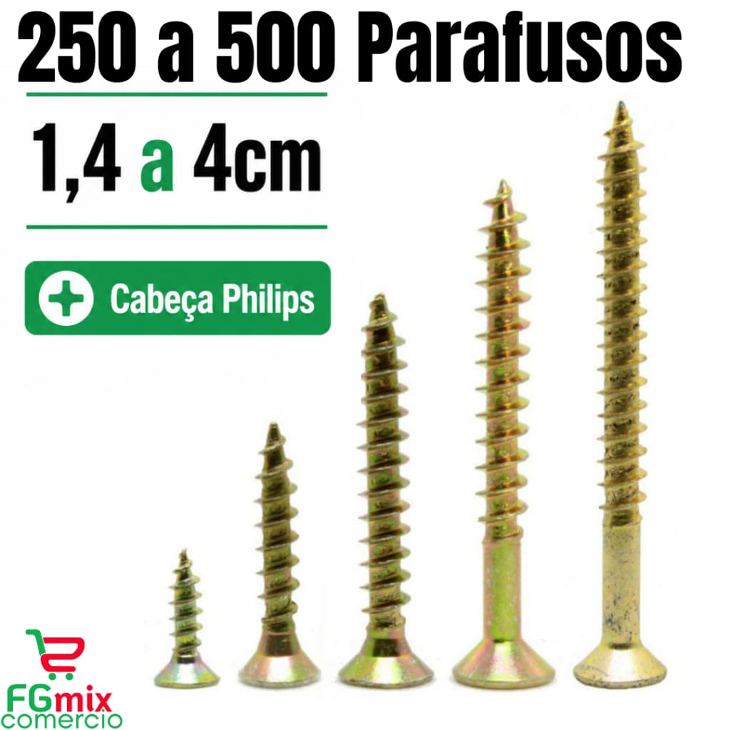 Kit Parafuso para Madeira MDF Moveis 250 Jogo de Parafuso Phillips chipboard 14 20 30 40 50mm
