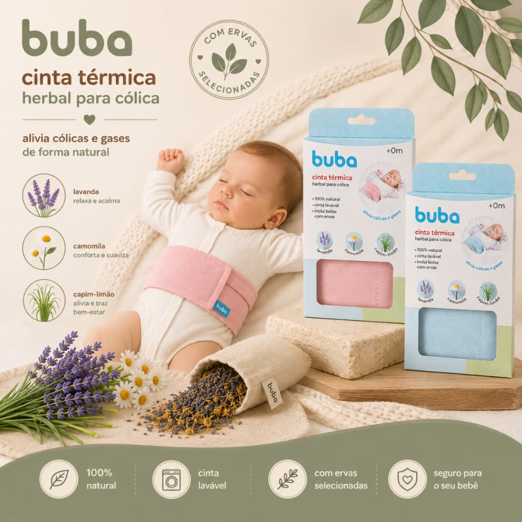 Cinta Faixa Térmica Herbal para Cólica Dores Barriga Bebe Buba