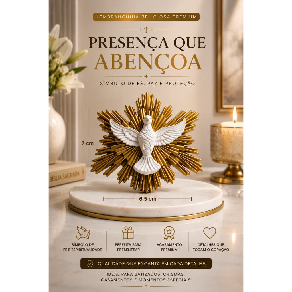 Kit Divino Espírito Santo 7cm Lembrancinha Religiosa 10 20 ou 30 Unidades / Batismo, Casamento, Crisma, Eucaristia