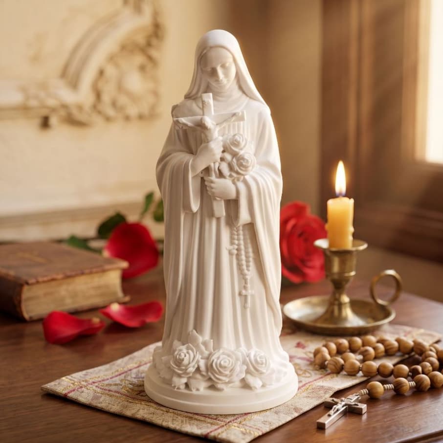 Escultura Imagem Religiosa Santa Rita de Cássia | Decoração Católica | Diversos Tamanhos | Acabamento Premium