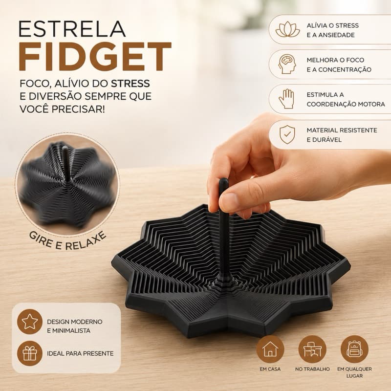 Brinquedo Sensorial Estrela Fidget Sensorial Cascata | Relaxante Antiestresse com Som Satisfatório