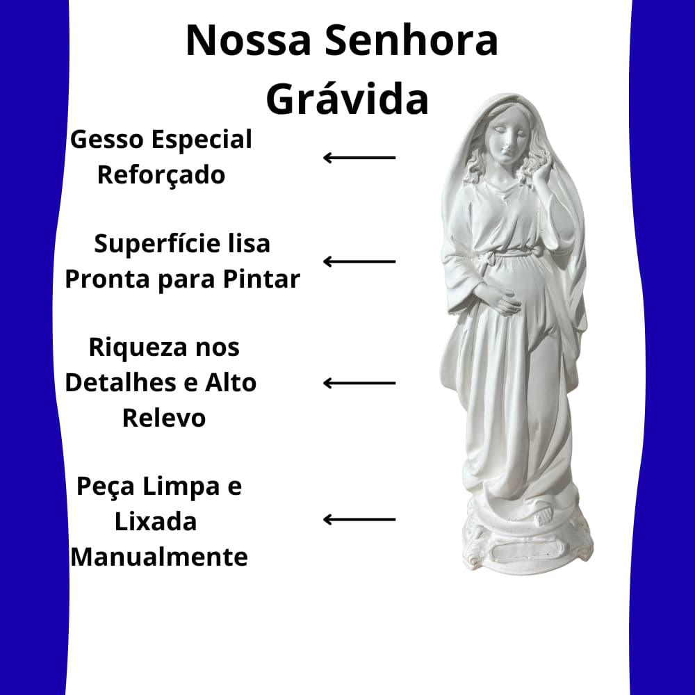 Imagem Nossa Senhora Do Ó Grávida Bom Parto 30cm Estátua Católica Proteção Gestante Presente Grávida