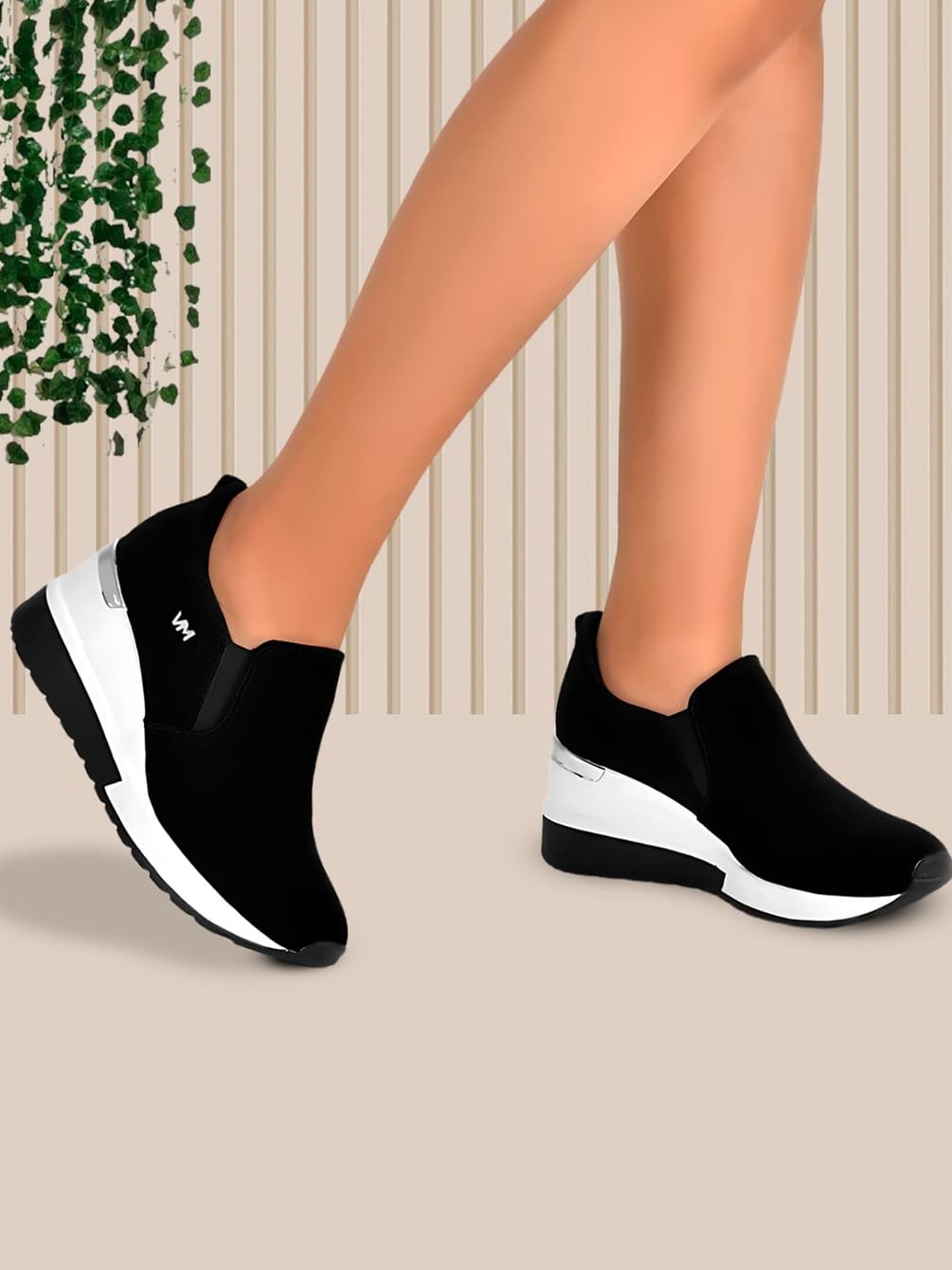 Tênis Feminino Anabela Via Marte Slip On Confortável Calce Fácil para Dia a Dia Original Moda