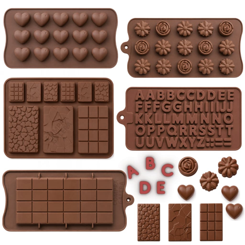 Molde de Silicone Confeitaria Barra Chocolate Forma Números e Letras para Decoração de Bolos Gelatinas Bombom