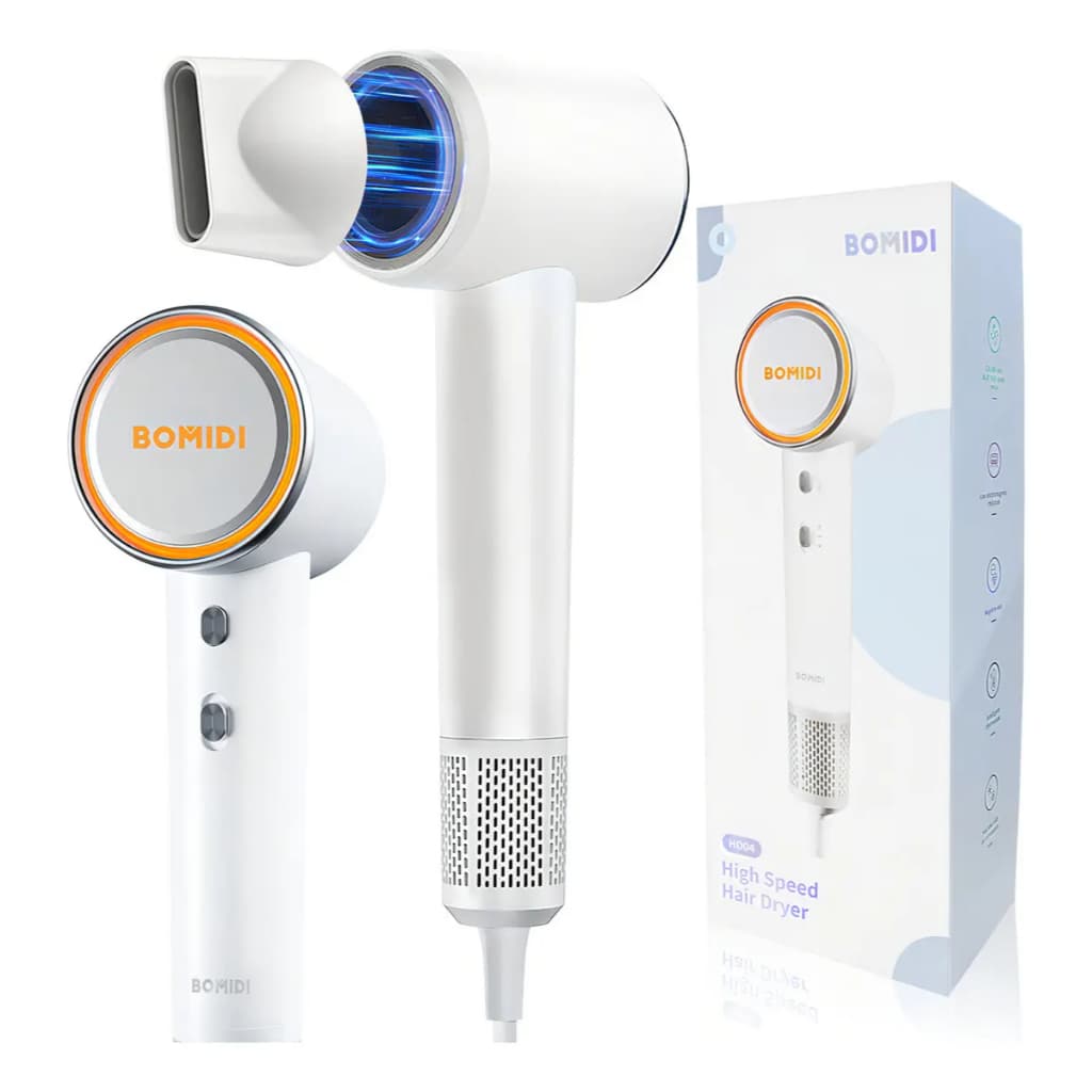 Secador de Cabelo 1600W Profissional BOMIDI Baixo Ruído Íon Negativo Secador de Cabelo de Alta Velocidade