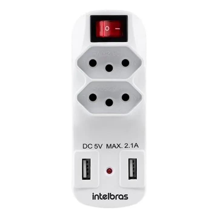 Carregador C/ 2 Usb E 2 Tomadas Intelbras Eac 1002