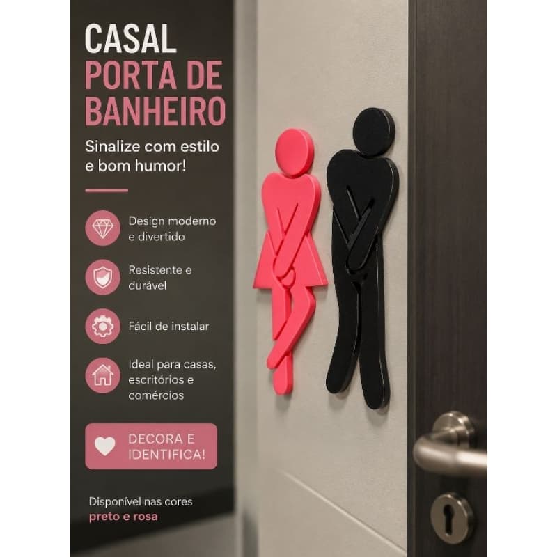 Porta de Banheiro Casal em 3D