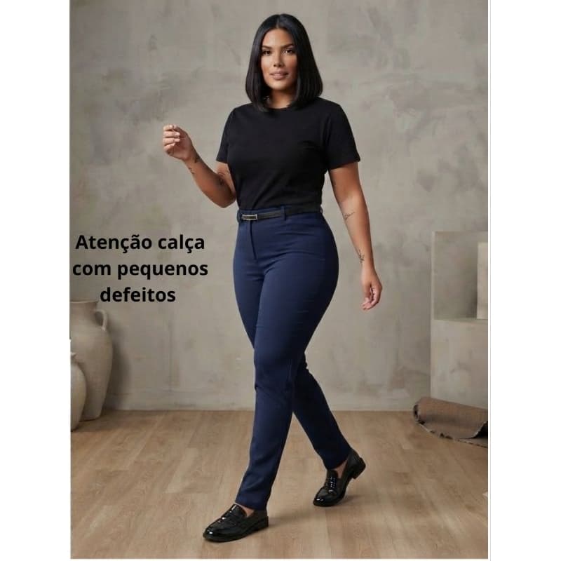 Calça Com *PEQUENO DEFEITO*  Social Alfaiataria Feminina Cintura Alta