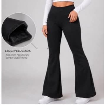 Calça Flare Feminina Legging Boca de Sino Peluciada Suplex Cintura Alta Trabalho Casual Moda Feminina Inverno Térmica