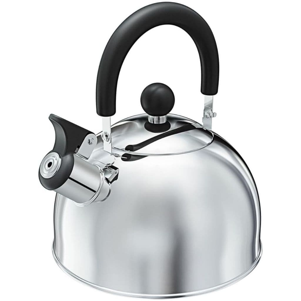 Chaleira Inox 1,7L Cabo Dobrável Compacta Apito Fervedor Água Fogão Presente Euro Home Flex Prata