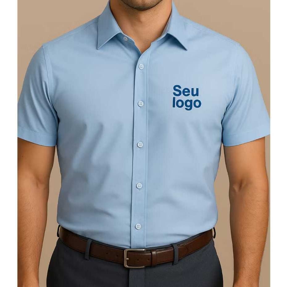 Blusa Camisa Social Modelo Classic Tradicional Unissex -  Bordado personalizado: logotipo - Uniforme profissional