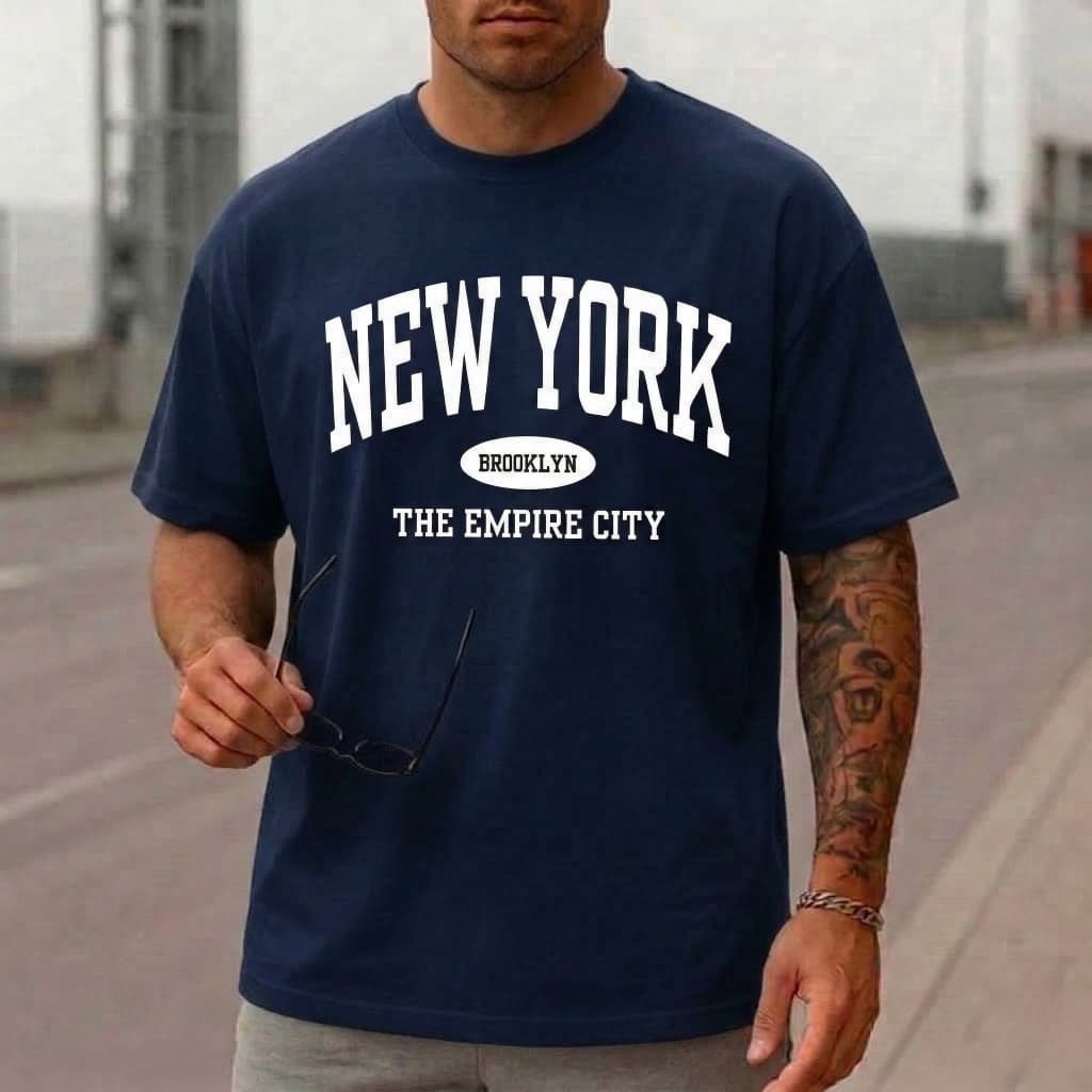 Camisa Camiseta Streetwear Oversized New York City 100% Algodão Masculino Feminino Tecido Premium