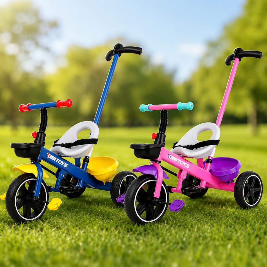 Motoca Triciclo Infantil Velotrol com Empurrador Haste Pedal Menino Menina
