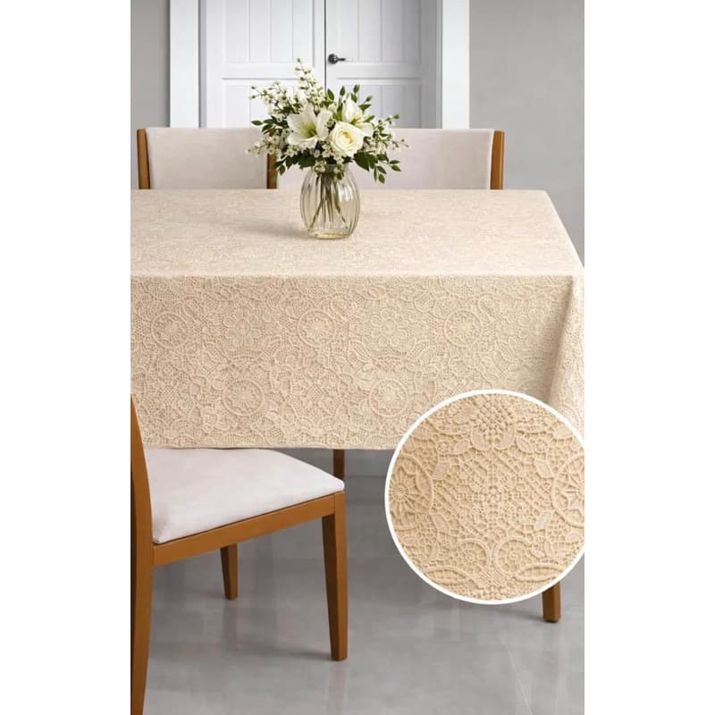 Toalha de mesa em renda pvc 6 cadeiras
