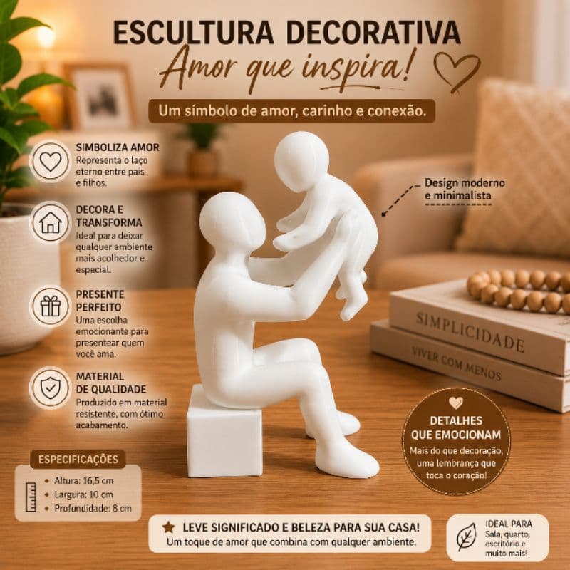 Estatua para Presentear Seu Pai Enfeite De Sala tamanho 10c