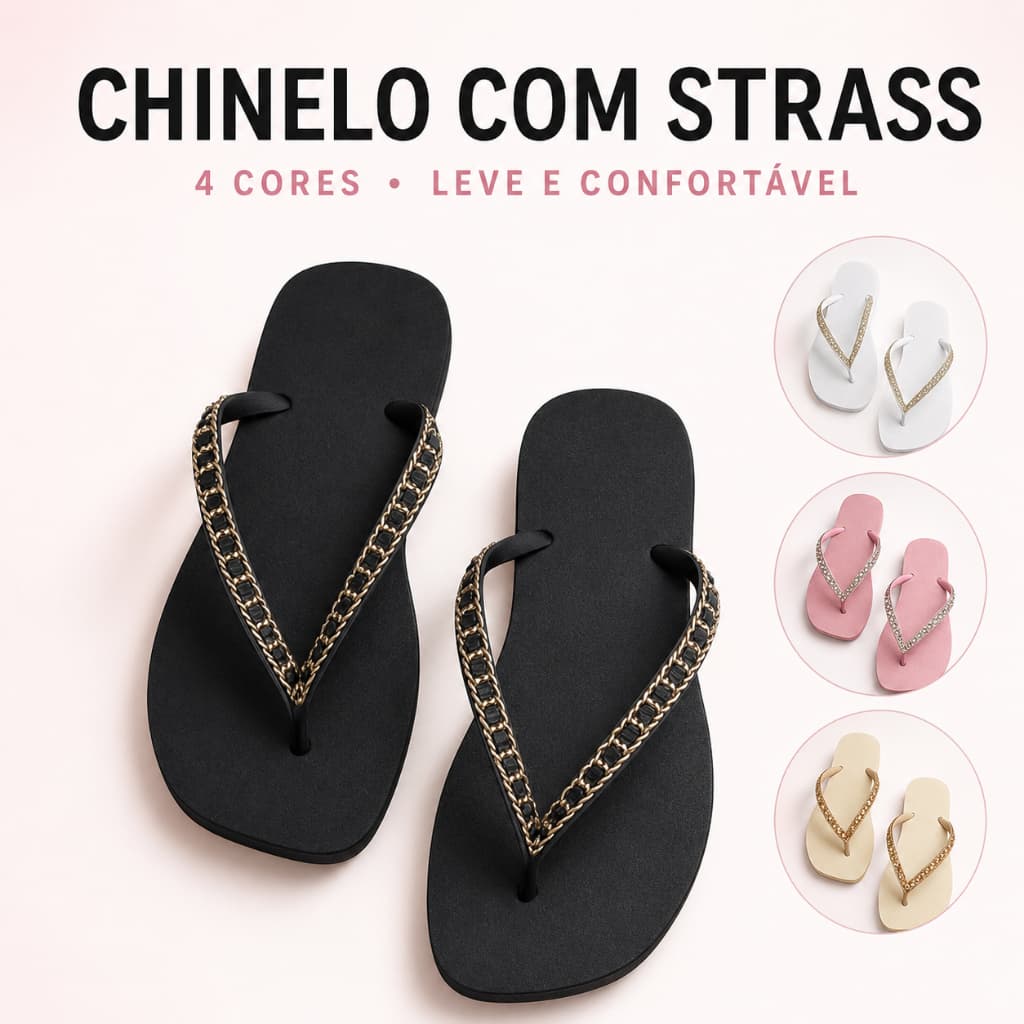 Chinelo Feminino Strass Conforto Extremo Leve Macio Antiderrapante Não Machuca o Pé Oferta