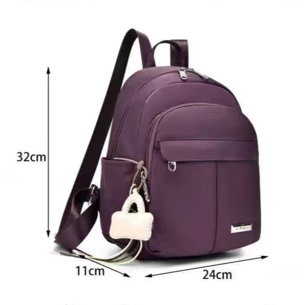 Women's Fashion Portable Waterproof Polyester Backpack com  chaveiro