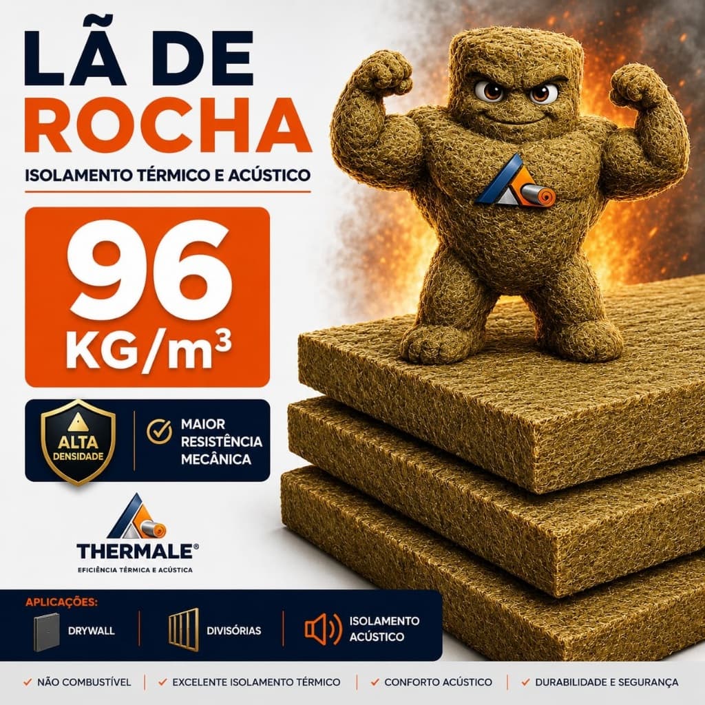 Mantas de lã de rocha 96 kg 25mm – 1200x600 – Eficiência térmica e acústica.