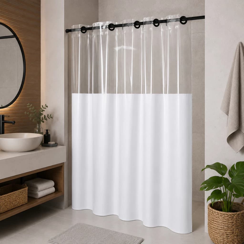 Cortina de Banheiro Box PVC Impermeável Antimofo Resistente Lavável Durável 180x180 com Ilhós Reforçados