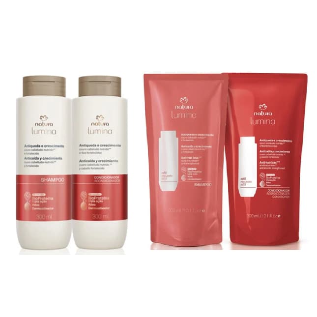 Kit Shampoo e Condicionador Antiqueda Natura Lumina Frasco ou Refil