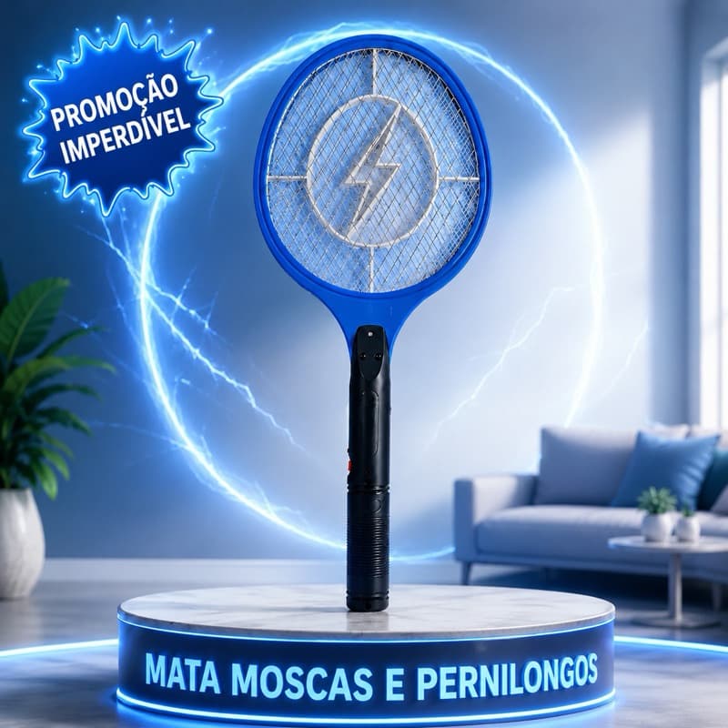 Raquete Elétrica Mata Mosquitos  Insetos Contra Dengue Recarregável Bivolt Tomada