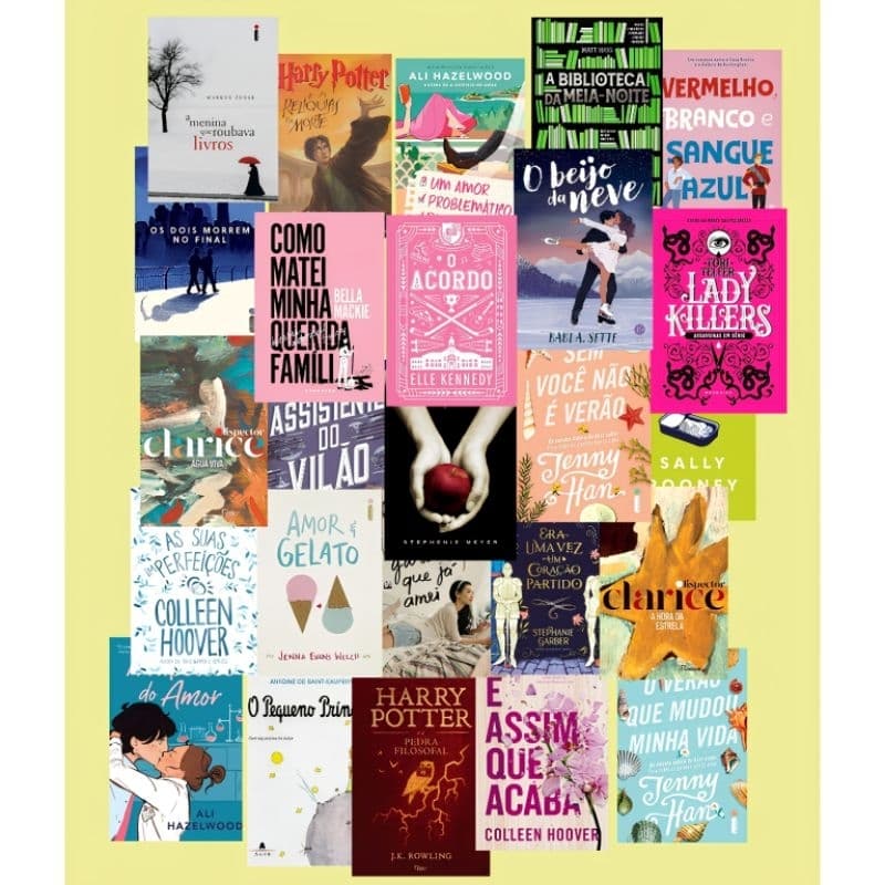 Kit 25 Adesivos Capas de Livros Variados Sua Escolha Para Decoração Colagem Bullet Journal Diário