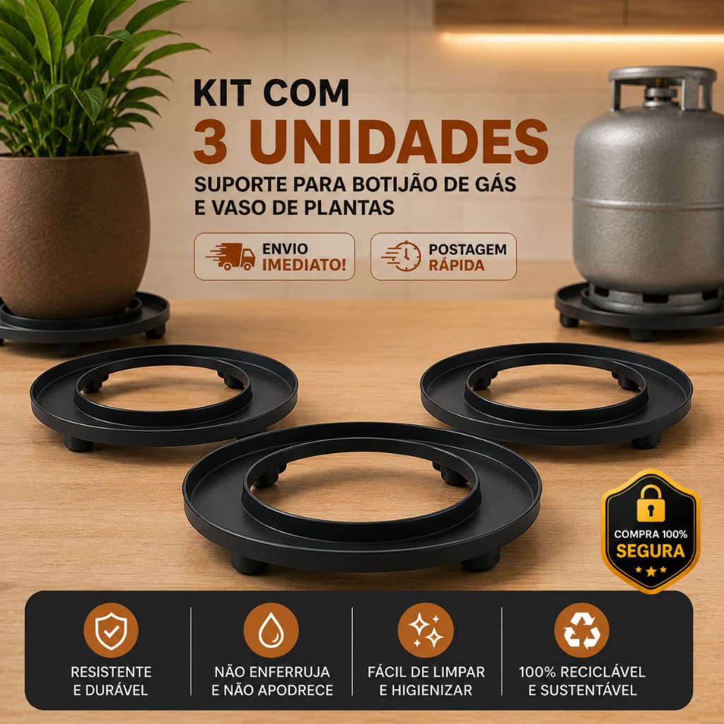 Suporte para Botijão de Gás  Universal e Suporte para Vaso de Plantas , Compacto e Seguro