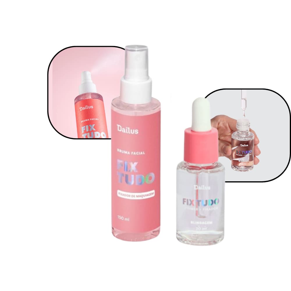 Kit Dailus Blindagem Fix Tudo Primer e Fixador + Bruma Fix Tudo Fixador de Maquiagem 150 ml