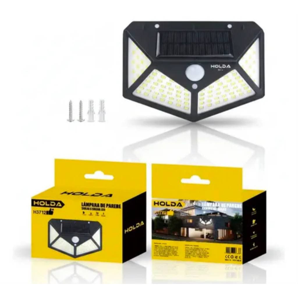 Luminária Solar Parede 100LED com Sensor de Movimento