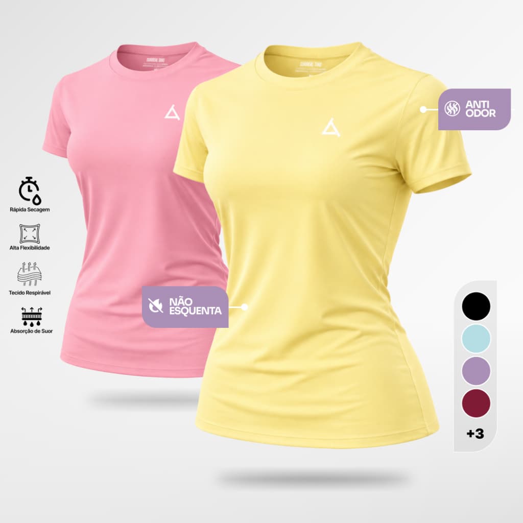 Kit 2 ou 1 Camiseta Feminina Blusas Dry Fit Blusas Camisas Para Academia Treino UV 50 do P ao GG