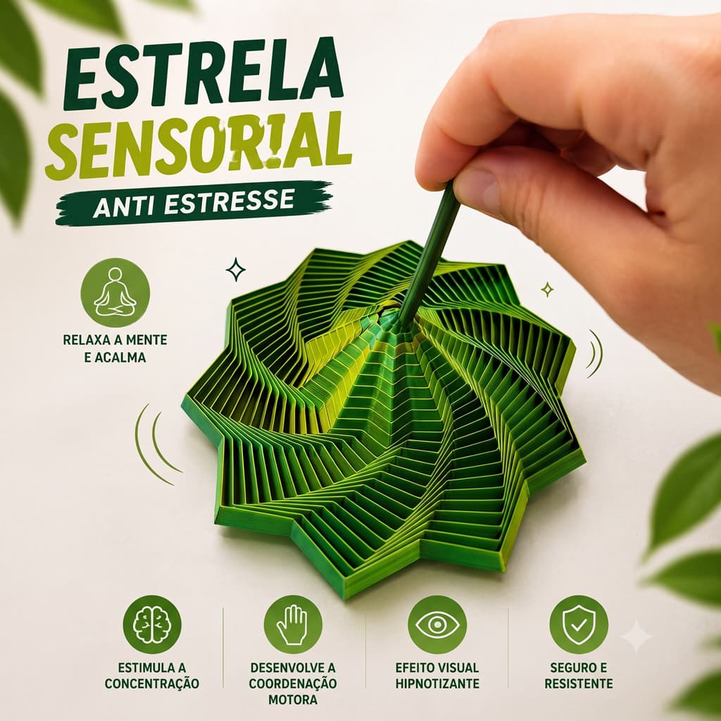 Brinquedo Sensorial Anti Stress Espiral Satisfatório Fidget Toy  Relaxante - Espiral Estrela